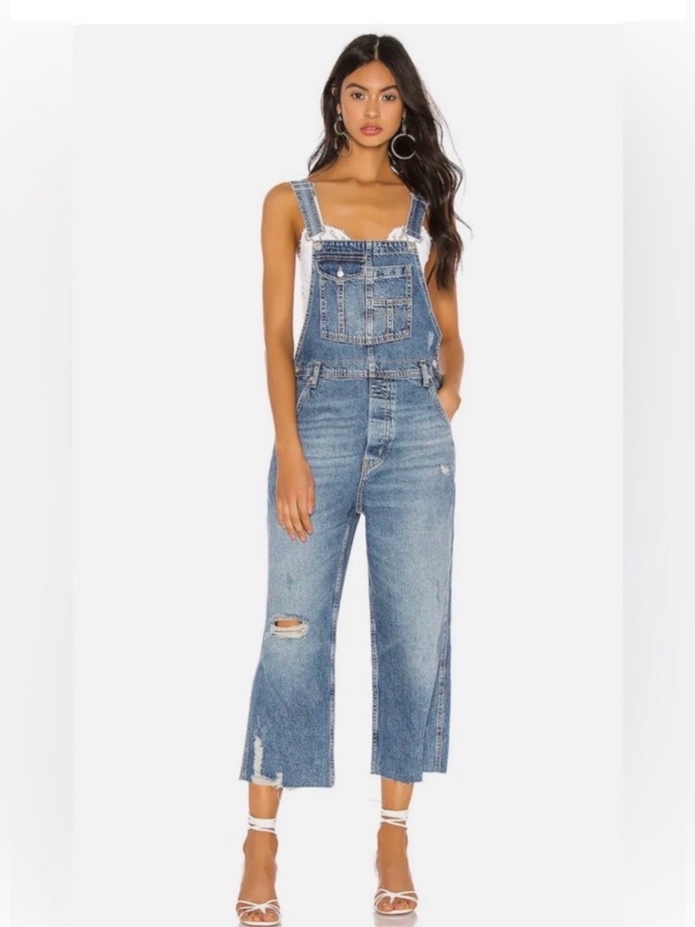We the Free by Free People Baggy Boyfriend Overalls in Duchess Blue, 30 NWT